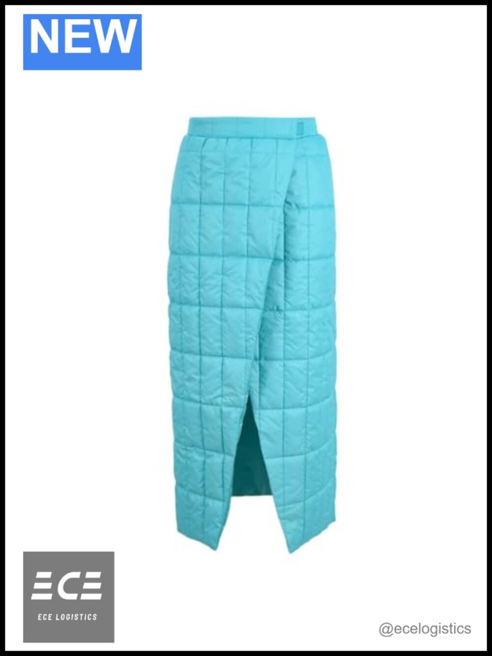 High Waist Quilted Puffer Midi Wrap Pencil Skirt with Slit